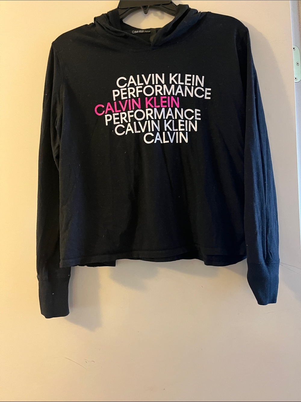 Calvin Klein Black Hoodie with White and Pink Logo